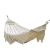 Camp Furniture European Style Tassel Swing Hammock Outdoor Folding Camping Supplies Handwoven Canvas Portable Hanging Chair