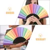 Decorative Figurines 2 Pcs Retro Decor Rainbow Fan Dancing Simple Folding Fans Hand Held Girl