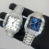 Leather Band 40mm Bust Down Two Tone Bezel Iced Out Vvs Moissanite Diamond Watch Men