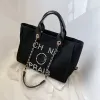 Dames luxe handtassen Designer strandtas Topkwaliteit mode breien portemonnee schouder grote draagtas met ketting canvas boodschappentas