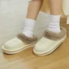 Slippers 2024 Winter Waterproof Leather Warm Thick Plush Soft Sole Home House Shoes For Unisex Outside Indoor Furry Slides