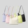 Totes Candy Color Ruched Canvas Tote Bag Knotted Women Shoulder Bags Casual Large Capacity Simple Big Shopper Purses 2024