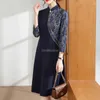 Etniska kläder 2024 Kinesiska traditionella bröllop Qipao Dress Fashion Spring Autumn Improved Stand Collar Long Sleeve Cheongsam W207