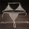 Nya flerskikts Tassel Rhinestone BH och trosuppsättningar för kvinnor Sexig Crystal Prom Body Chain Harness smycken Underkläderuppsättning