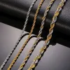 14K Gold Rope Chain Men Necklace Golden Twisted Wave Links Basic Chains Choker Unisex Punk Jewelry