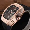 Montre mécanique de luxe pour hommes La personnalité de Richa Mill est un crâne creux et un seau Tiktok Red Tide Voice Imitation Mécanique Silicone Wat