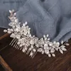 Tiaras Braut Hochzeit Blume Hochzeit Haarkamm Kristall Haarschmuck Perle Braut Seitenkamm Damen Kopfbedeckung Y240319