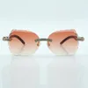 Nuovo prodotto occhiali da sole doppia fila taglio diamante 8300817 nero naturale misto corno di bufalo misura gamba 60-18-140 mm