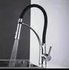 Kitchen Faucets Brushed Nickel Rubber Faucet Mixer Tap Rotation Pull Down Stream Sprayer Taps Cold Water One Handle