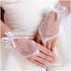 Bridal Gloves Ivory Lace Mittens Short Wedding Party Fingerless Accessories Mariage High Quality Drop Delivery Events Dhdk4