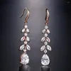 Dangle Earrings Uilz Classic Luxury Cubic Zirconia Leaf Shaped Charm for Women Statement Wedding Engagement Jewelry