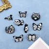 Brooches Retro Punk Style Skull Butterfly Exaggerated Metal Enamel Brooch Creative Personality Black White Small Animal Badge Pin Jewelry