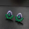 Boucles d'oreilles pétales de fleurs d'eau pour femmes, accessoires de mariage à la mode, bijoux en cristal de zircone cubique, 2024