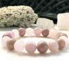 Charm Bracelets Ruberthen Natural A Grade 10 mm Kunzite Rose Quart z Rhodonite Yoga Mala Women s Natural Gem Stone L240319