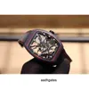 Luxury Mens Mechanics Watches Richa Wristwatch Color Fiber Shell Hollow Design Men S handledsklocka svänghjulsrampekare Importerad mekanisk