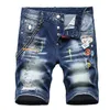Marca verão mens jeans curtos buraco pintado elástico denim d2 jeans shorts rasgados zíper botão destruído tamanho grande 40 240319