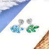 Stud ASTM F136 Titanium EAR PIERC Feuille elle avec CZ Top Cartilage Tragus Boucles d'oreilles oreille Lip Helix Studs Tongue Piercing JewelryC24319