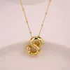 Pendant Necklaces 18K Gold Plated Chunky Alphabet Chubby Helium Balloon Bubble Initial Letter Necklace For Women Boy Party Jewelry Gift LL