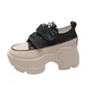 Casual Shoes Fashion Crystal Denim Platform Wedge Spring Summer Autumn Comfy High Brand Chunky Sneakers 9cm Hidden Heels