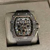 Роскошные мужские механические часы Richa Carbon, паяные часы, мужские, такие же властные, многофункциональные, в форме бочонка, с большим полым циферблатом, полностью автоматические