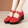 Stövlar Timetang 6 cm Medium Heel Platform Shoes For Women 2020 Platform Round Head Red Big Size 32 till 43 Woman Shoes High Heels