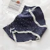 Mutandine femminili Nuove biancheria intima giapponese Blu tibetana blu ladies mutandine cotone filo cavallo traspirante ragazza triangolo in pizzo a ripieno shorts 240319