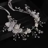 Tiaras Luxury Tiara Silver Color Pearl Headbands Crystal Hair Jewelry Headpiece Wedding Hair Accessories Bridal Head Chain Hair Jewelry Y240319