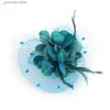 Tiaras Noble i eleganckie damskie tajemnicza wysokiej jakości pałąk z piór niebiesko-kolorowy używany do noszenia na weselach lub imprezach Y240319