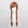 Synthetic Wigs Cosplay Wigs Halloween Women Princess Anna Wig Brown Braids Adult Party Synthetic Hair + Wig Cap 240328 240327