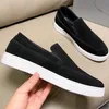 Designerschuhe renylon Slip-on Herren Sneaker glänzende Leder-Wildleder-Ladungsstudaten Dunkelbraun schwarz weiß weißer Freizeit Runde Kopf Flachheel Lowtop Leichtes Schaumstoff Sohle