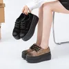 Модельные туфли Krasovki, замшевые ботинки на платформе 8 см из натуральной кожи, осенние модные женские весенние ботинки на танкетке с высоким берцем