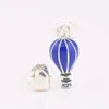 Stud Oorbellen Authentieke S925 Zilver Emaille Luchtballon En Hart Oorbel Voor Vrouwen Huwelijkscadeau Fit Lady Fijne Sieraden