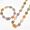 Набор браслетов с подвесками для женщин, позолоченное кубинское тяжелое медное ожерелье в стиле хип-хоп, рок-стрит, L240319