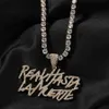 Signature Real Hasta La Muerte Pendant Necklace Two Row Letters Hip Hop Iced Out 5A CZ Capital Initial Anuel AAs Iconic Style 240313
