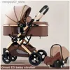 Barnvagnar nr 3 i 1 Baby Barnvagn Collapsible Shock-Absorbering Baby Carriage Tvåvägs nyfödd barnvagn Fyra-hjul Högt landskapsvagn L240319