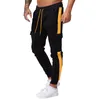 Herrbyxor lapptäcke Sweatpants Outdoor Sports Casual Skinny Trousers Fashion Trend Color-Blocked Drawstring med fickor