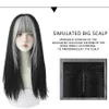 Synthetic Wigs Lace Wigs 7JHH WIGS Highlighted Grey Black Kinky Straight Synthetic Wigs With Fluffy Bangs For Women Daily Wear Toupee Heat-Resistant Hair 240327