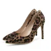 BOMBAS Spring Sexy Leopard Women Sapatos altos saltos de 610 cm de escritório elegante sapatos femininos estampas de animais pontas pontuais de luxo singles sapatos