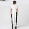 Regatas masculinas elegantes de estilo longo Tops New Mens Fashion Shawl Tank Tops Casual Street Hot Selling Tassel Design Coletes sem mangas S-5XL L240319