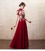 Vêtements ethniques exquise applique broderie femme longue qipao soirée robe de soirée mariée chinoise mariage classique vintage banquet