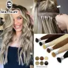 Extensões de cabelo humano com ponta plana, extensão de cabelo natural liso, cápsula de ligação para unhas, cabelo remy, 1g/fio, 1226 polegadas, # 1b/#613 cor