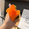 Anahtarlıklar gerçek saç mini sevimli küçük persimmon kadınlar peluş rex kürk araba anahtar çanta dekorasyon kolye hediyesi