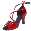 Bot Evkoodans Kırmızı Siyah Patent Kadın Latin Salsa Dans Ayakkabıları Boyut Bizi 412 Deri Sole 7cm Topuk Yüksekliği Evkoo143