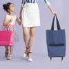 Sacos de armazenamento Bolsa de carrinho de compras com rodas Saco de compras grande dobrável viagem dobrável