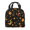 Sacos de armazenamento Personalizado Lua Celestial e Estrelas Bolsa Mulheres Cooler Lancheiras Isoladas Térmicas para Escola de Estudante