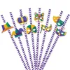 Wegwerpbekers Rietjes 24 stuks Mardi Gras-papier Kleurrijke ring Suministros Para Fiestas Carnavalsfeest