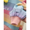 Комплекты одежды, толстовки из двух предметов для девочек, детские красочные полосатые пуловеры с длинными рукавами и цветочной аппликацией, топы, рубашка, однотонные брюки с мягкой подошвой