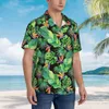 Men's Casual Shirts Jungle Tropical Print Beach Shirt Men Bird Of Paradise Hawaii Short-Sleeve Loose Oversize Blouses Birthday Present