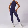 Conjuntos ativos com zíper yoga macacão de fitness esportes conjunto de roupas de ginásio wear pilates treino roupas femininas push up activewear