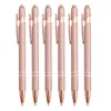 6Pcs Rose Gold Ballpoint Pen Push Action Business Office Signature Pens School Stationery Writing Instruments